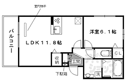 ラフィーネ木幡 3階1LDKの間取り