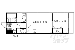 サクシード伏見西町 1階1LDKの間取り
