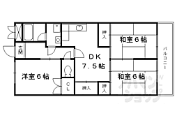 ピア・グレース21 3階3DKの間取り