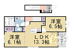 京阪本線 淀駅 徒歩28分の賃貸アパート 2階2LDKの間取り