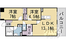 京都地下鉄東西線 東野駅 徒歩1分の賃貸マンション 1階2LDKの間取り