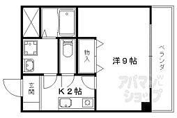 JR東海道・山陽本線 山科駅 徒歩3分の賃貸マンション 3階1Kの間取り