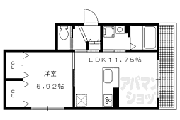 シャーメゾン中書島 1階1LDKの間取り