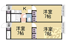 JR東海道・山陽本線 山科駅 徒歩6分の賃貸アパート 1階3Kの間取り