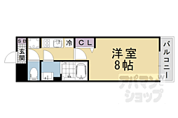 JR東海道・山陽本線 山科駅 徒歩9分の賃貸マンション 4階1Kの間取り