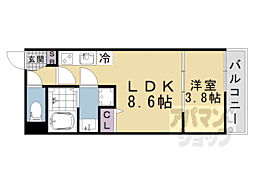 JR東海道・山陽本線 山科駅 徒歩9分の賃貸マンション 3階1LDKの間取り