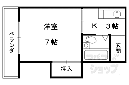 シャンブル深草 1階1Kの間取り