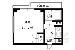 阪急京都本線 長岡天神駅 徒歩17分の賃貸マンション 2階1Kの間取り