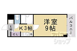 京阪京津線 四宮駅 徒歩15分の賃貸マンション 2階1Kの間取り