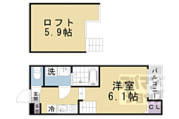 京都地下鉄東西線 椥辻駅 徒歩10分の賃貸アパート 1階1Kの間取り