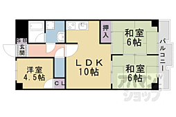 京都地下鉄東西線 東野駅 徒歩8分の賃貸マンション 4階3LDKの間取り