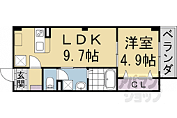 フォルモント城陽 3階1LDKの間取り