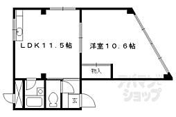 カースルII 1階1LDKの間取り