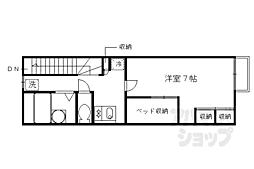 レオパレス宇治川 204 2階1Kの間取り