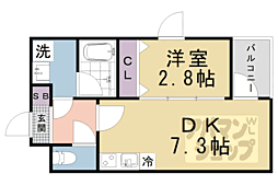 JR東海道・山陽本線 山科駅 徒歩12分の賃貸アパート 2階1DKの間取り