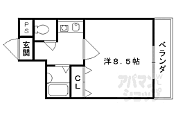 シャトールミエール 2階1Kの間取り