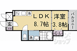 フラッツ六地蔵 1LDKの間取図画像