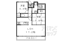 阪急京都本線 西山天王山駅 徒歩2分の賃貸マンション 3階2LDKの間取り