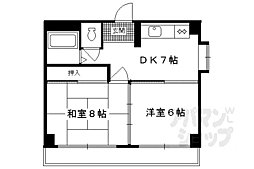 アビタシオン南桃山 2DKの間取図画像