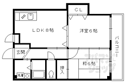 リベラシオン稲荷 2DKの間取図画像