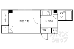 K・ハウス深草 1Kの間取図画像