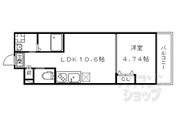 クオーレ2納所 1LDKの間取図画像