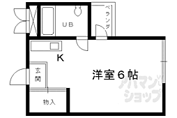 ヴィラ伏見 1Kの間取図画像