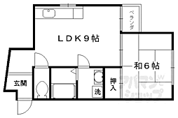 サンフラワー醍醐 1LDKの間取図画像
