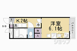 レオパレスヒラモリ 1Kの間取図画像