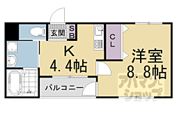 夢ゾン大手筋 1Kの間取図画像