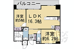 パラドール伏見桃山グランプレイス 2LDKの間取図画像
