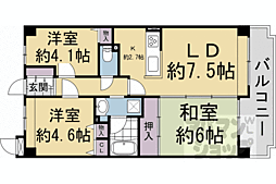 朝日プラザ伏見桂川 3LDKの間取図画像