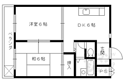 エンブレム城南宮 2DKの間取図画像