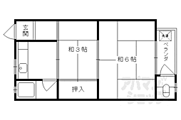 東英ハウス堂ノ川B棟 2Kの間取図画像