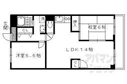 エクセル丹波橋 2LDKの間取図画像