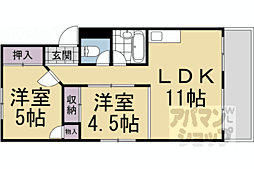 コーポ桃山 2LDKの間取図画像