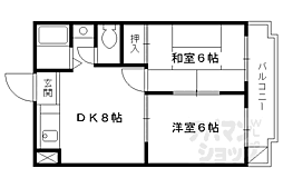 VIP一言寺 2DKの間取図画像