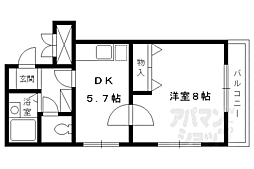 ヴィラパーシモン 1DKの間取図画像