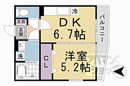 ケーティアイレジデンス桃山 1DKの間取図画像