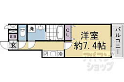 THEORY KYOTO AURA 1Kの間取図画像