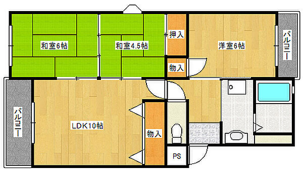 サンフォリア 104｜兵庫県神戸市西区池上4丁目(賃貸マンション3LDK・1階・60.03㎡)の写真 その2