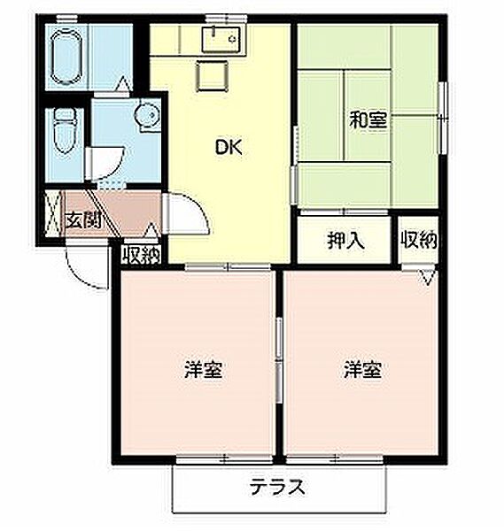 はぎハイツ上中 205｜兵庫県加東市上中3丁目(賃貸アパート3DK・2階・54.00㎡)の写真 その2