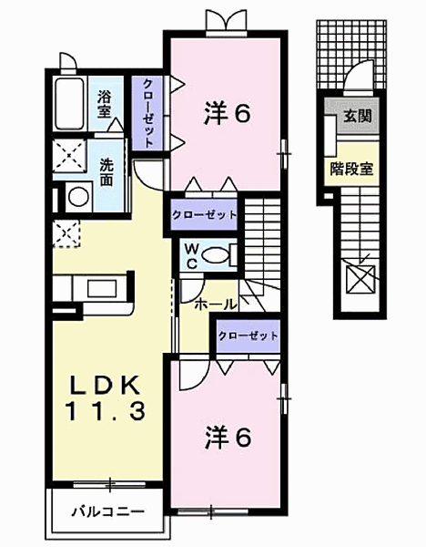 サンハイツ3 201｜兵庫県小野市王子町(賃貸アパート2LDK・2階・58.48㎡)の写真 その2