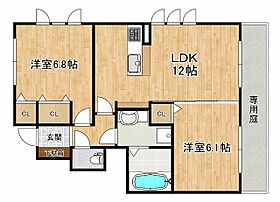 コンフォート西岡本 101 ｜ 兵庫県神戸市東灘区西岡本4丁目（賃貸アパート2LDK・1階・55.76㎡） その2