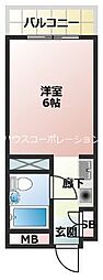 NEOダイキョー武庫之荘 3階1Kの間取り