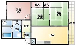 ハイツ中村 2階3LDKの間取り
