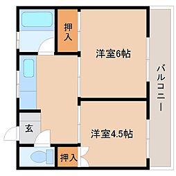 アースハイツアマガサキ1 2DKの間取図画像