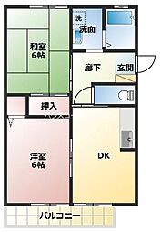 ノーブル・トモ 2DKの間取図画像