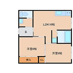 柏野建設(株)第二カシノハイツ 2LDKの間取図画像