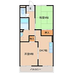 ノーブル・トモ 2DKの間取図画像